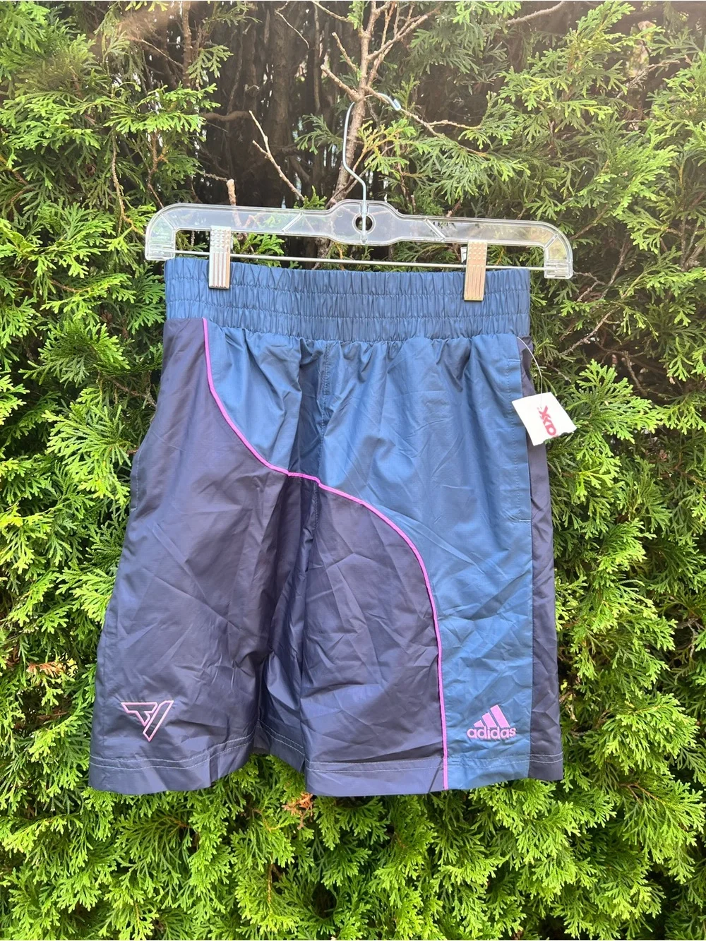 adidas Navy Blue Athletic Shorts with Pink Trim